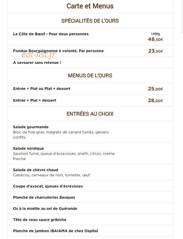 Chez l'Ours — carte page 1