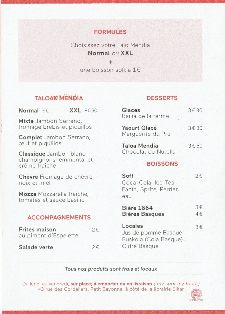 Chez Maite — carte page 2