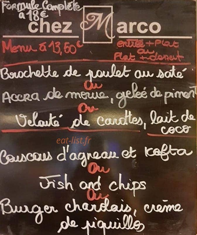 Chez Marco — carte page 1