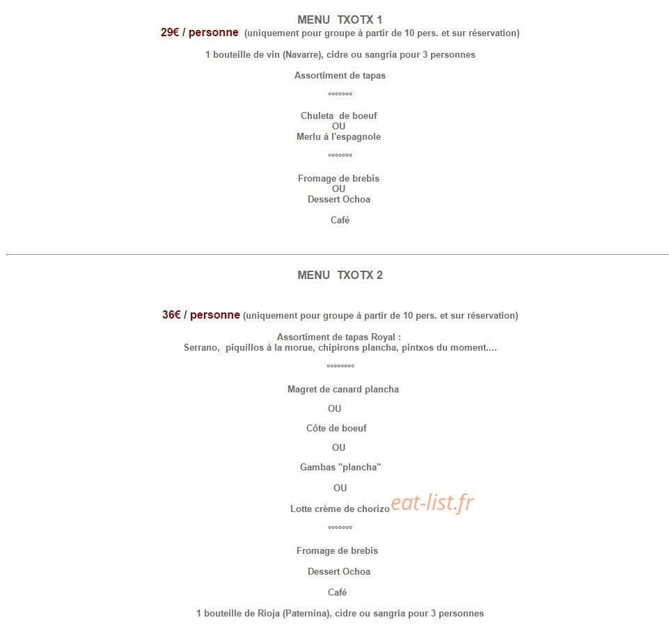 Chez Txotx — carte page 4
