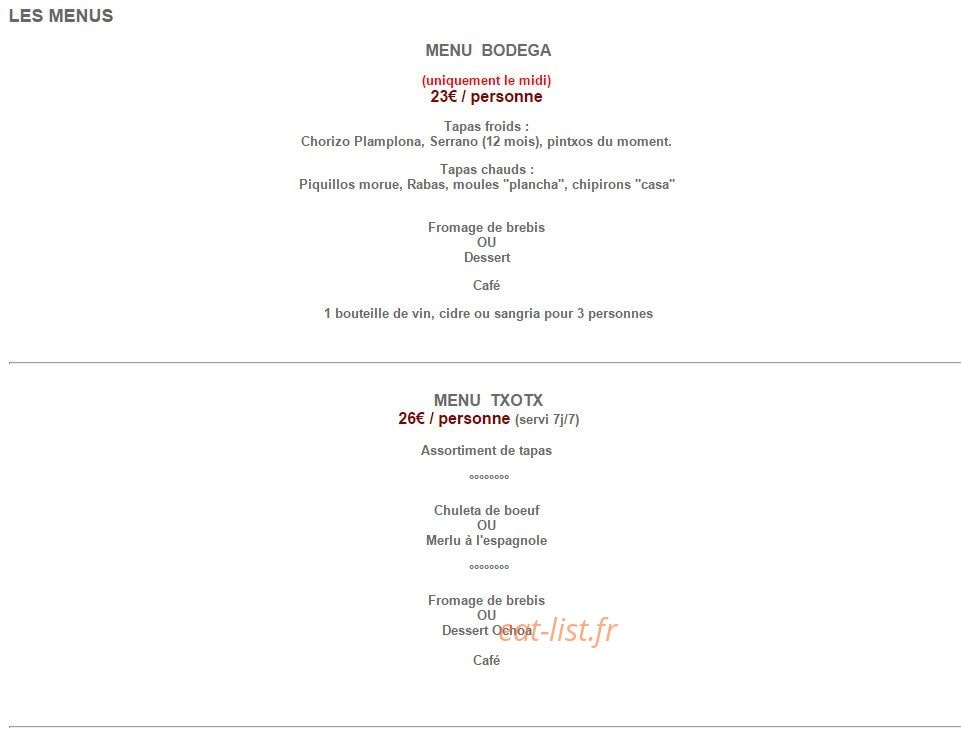 Chez Txotx — carte page 3