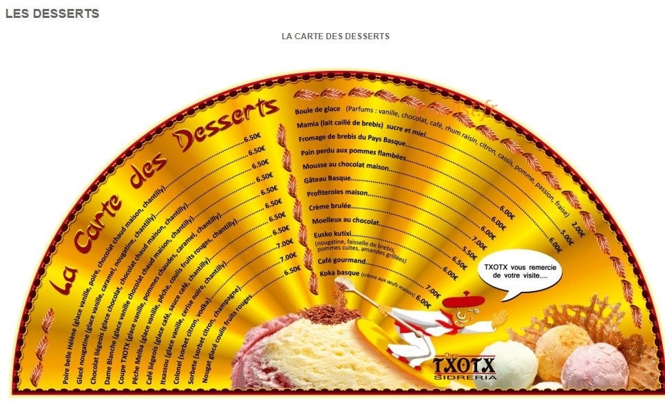 Chez Txotx — carte page 2