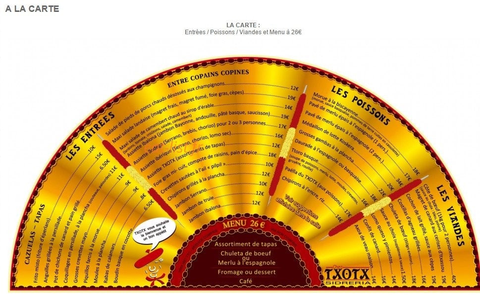 Chez Txotx — carte page 1