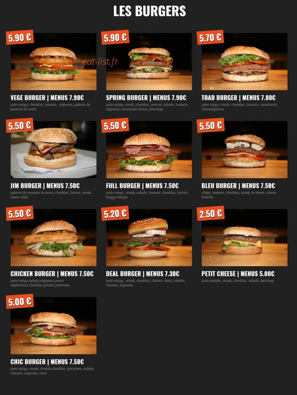 Chic Burger tacos — carte page 1