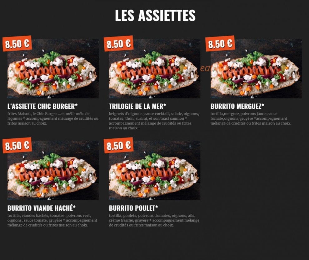 Chic Burger tacos — carte page 5