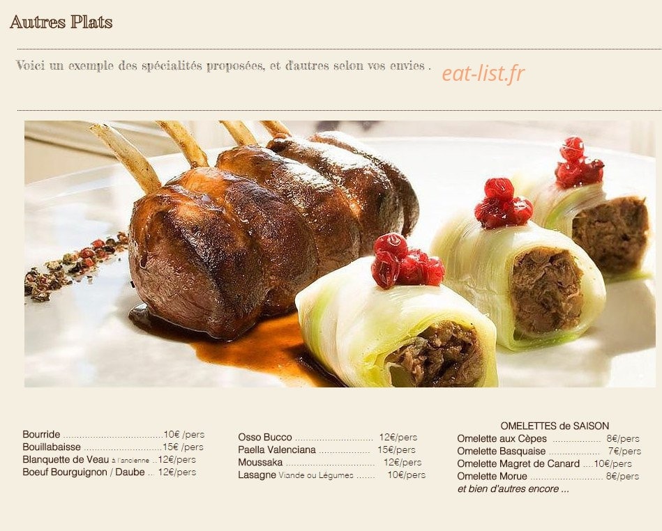 Cuisine d'Antan et de vos Envies — carte page 2