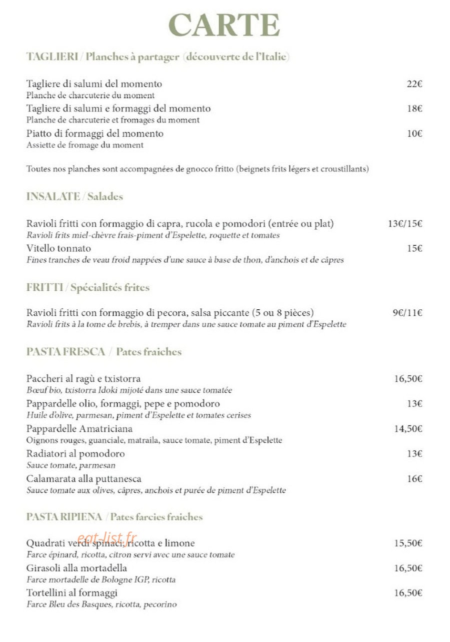Etxe Gusto — carte page 1
