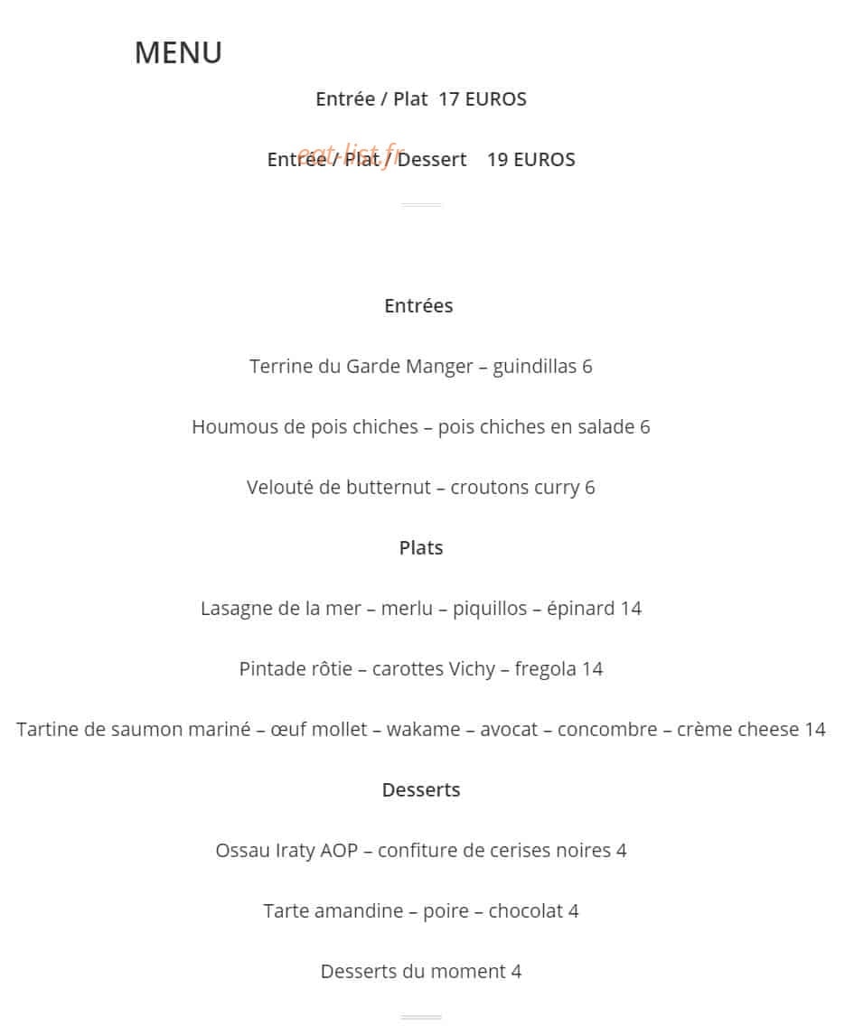 Garde Manger — carte page 1