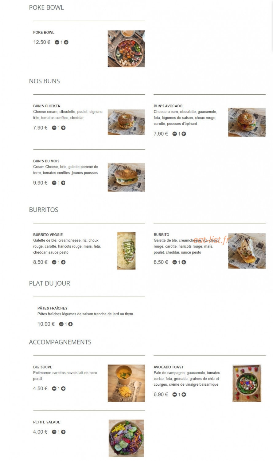 GreenKafe — carte page 1