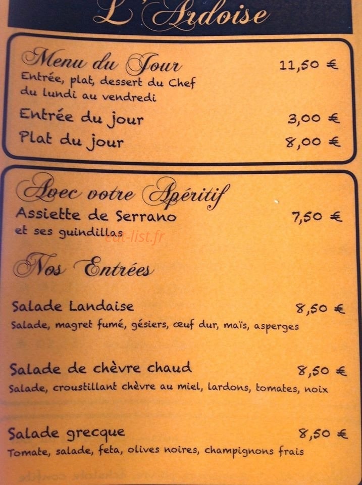 L' Ardoise — carte page 1