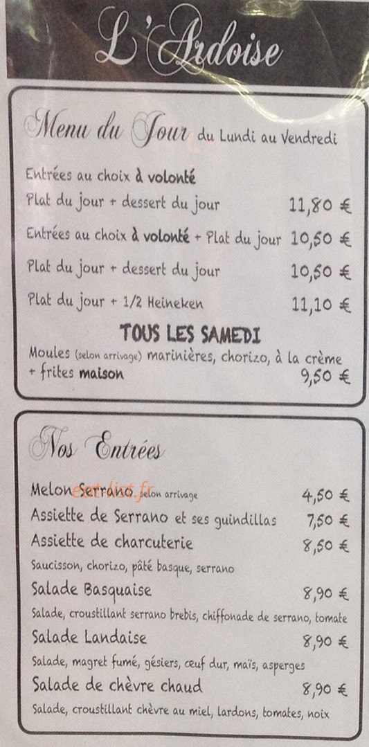 L' Ardoise — carte page 7