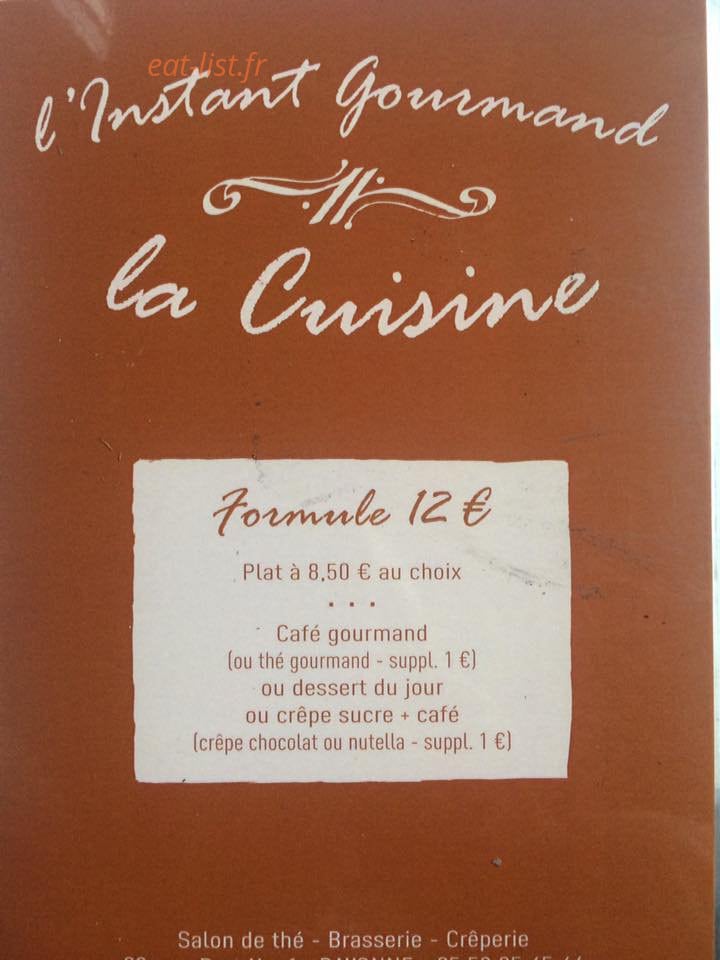 L'Instant Gourmand — carte page 1