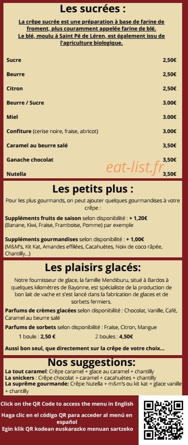 La Crêperie d'Aurélie — carte page 2
