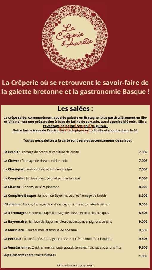 La Crêperie d'Aurélie — carte page 1