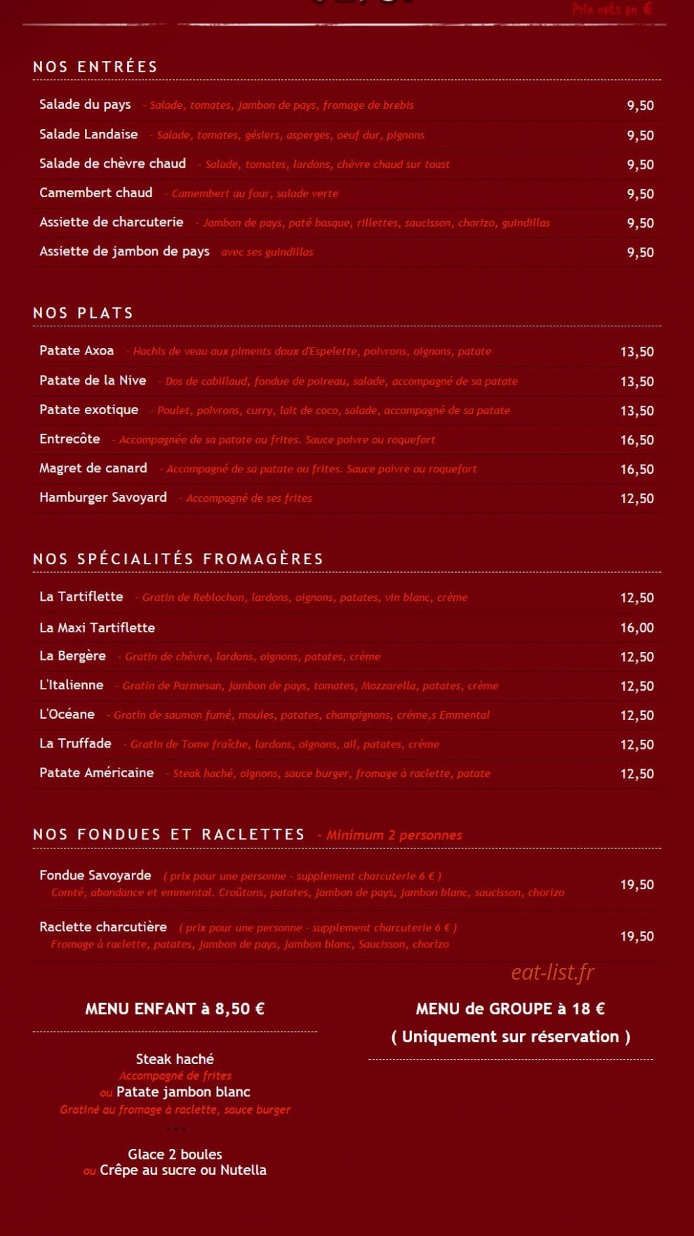 La Patate — carte page 1
