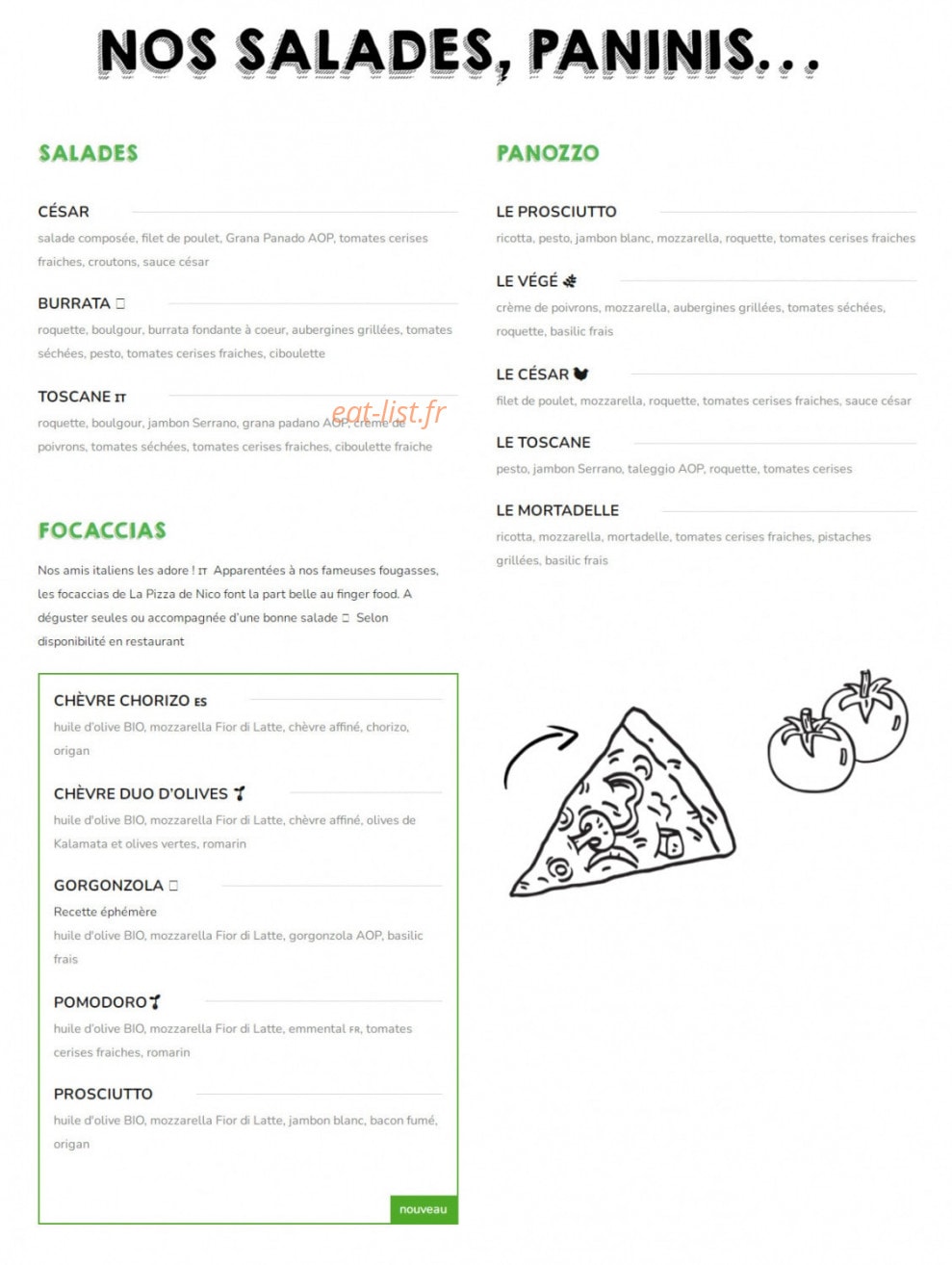 La Pizza de Nico — carte page 2