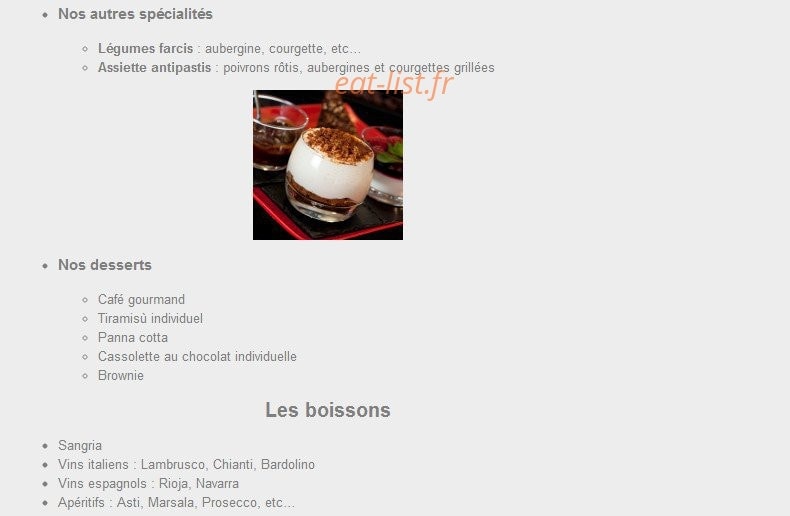 La Trattoria des Bons Amis — carte page 3