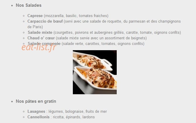 La Trattoria des Bons Amis — carte page 2