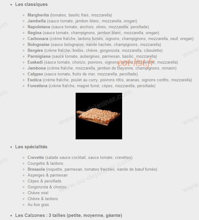 La Trattoria des Bons Amis — carte page 1