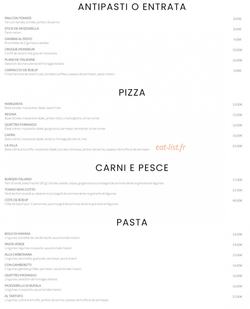 La Villa — carte page 1