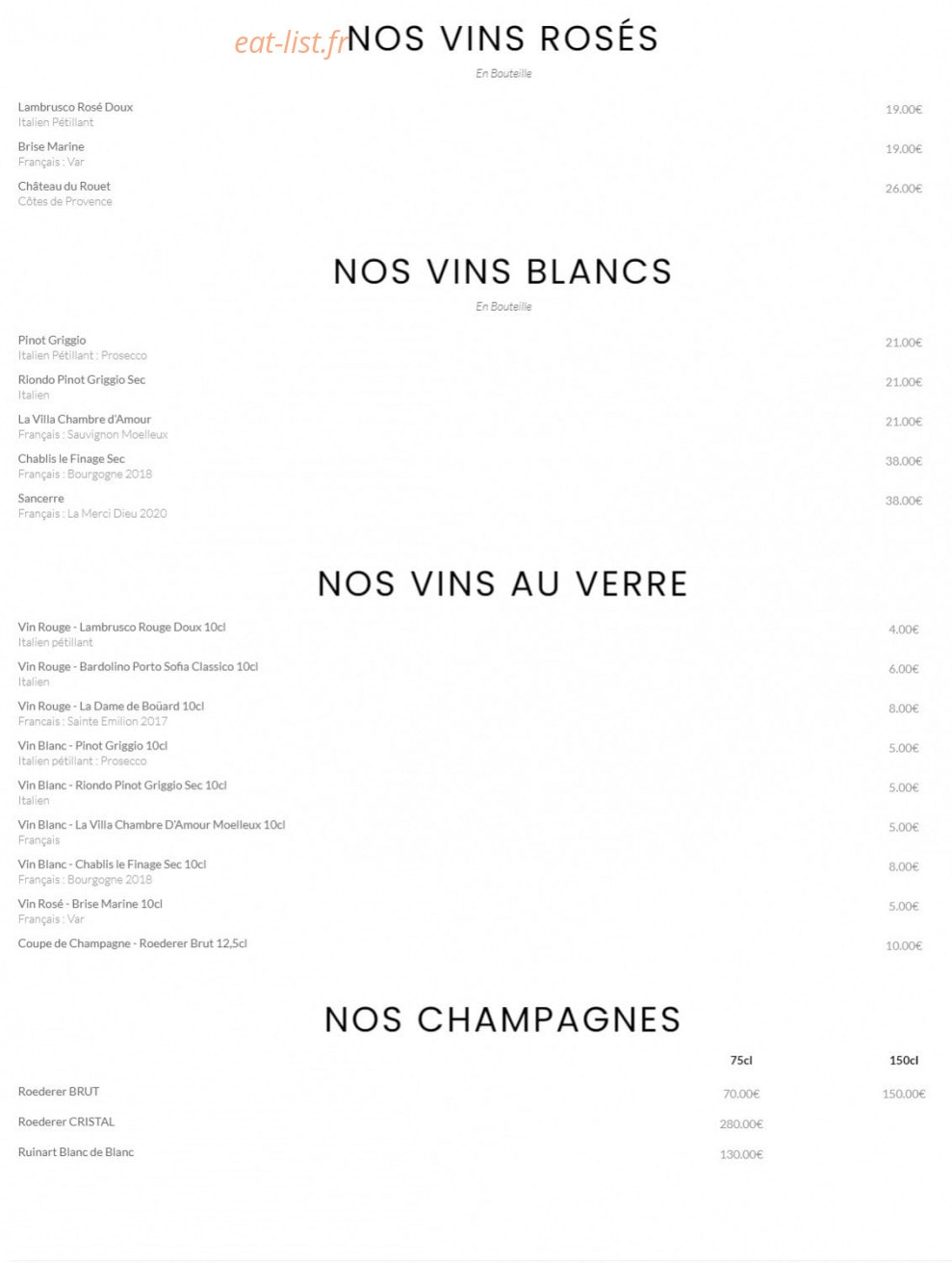 La Villa — carte page 6