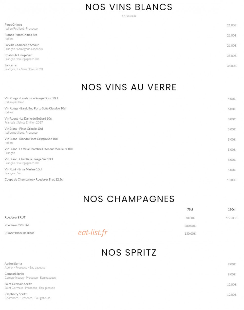 La Villa — carte page 4