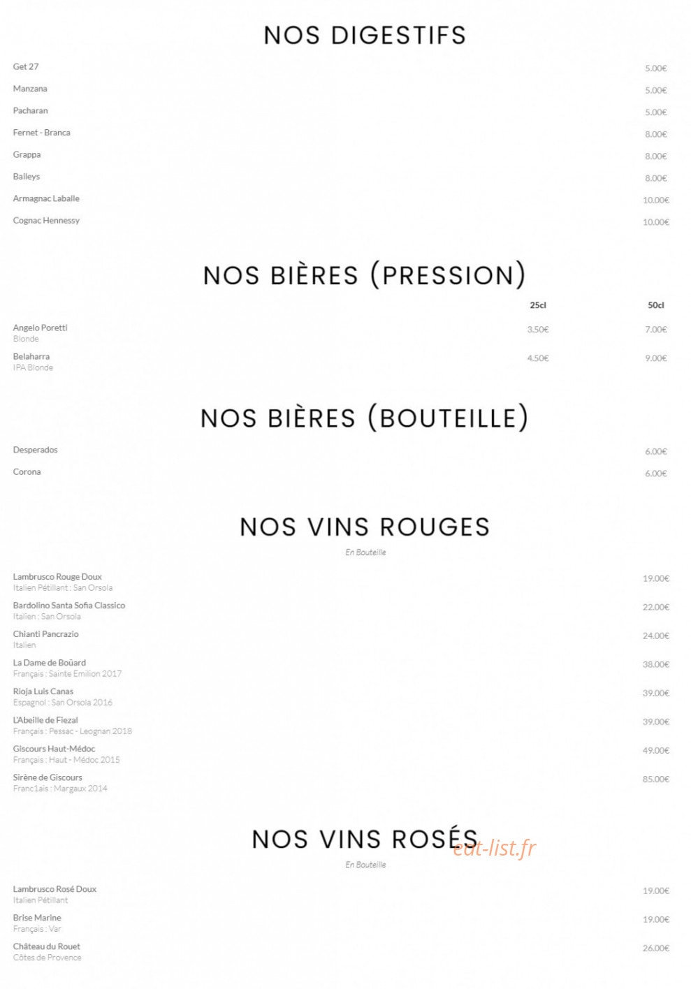 La Villa — carte page 3
