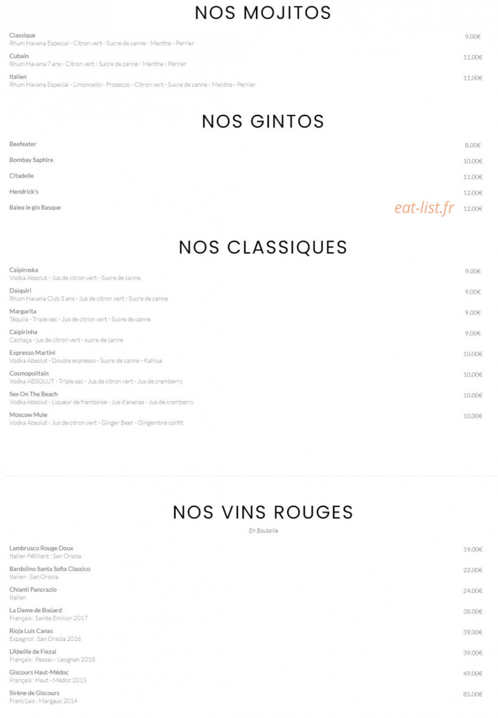 La Villa — carte page 5