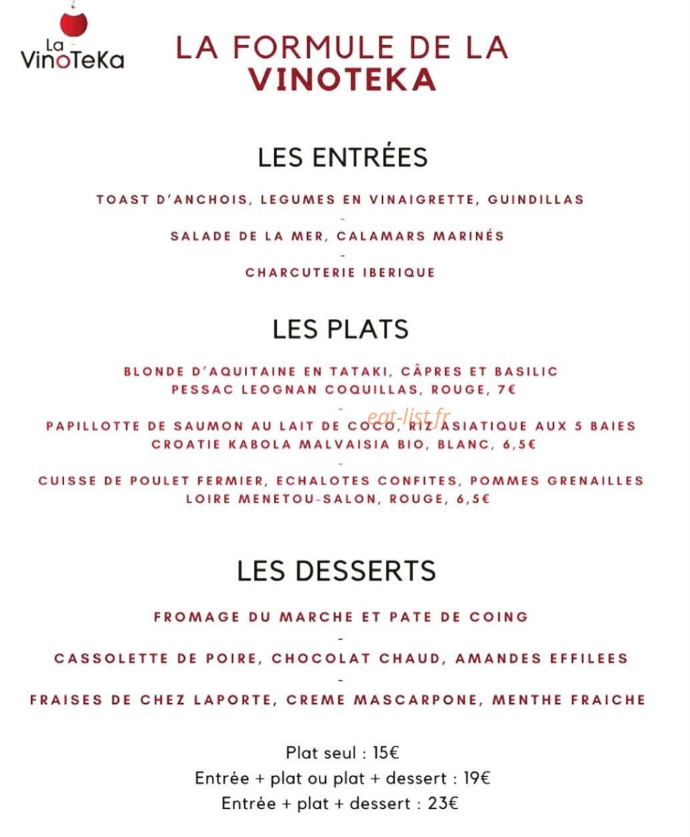 La Vinoteka — carte page 1