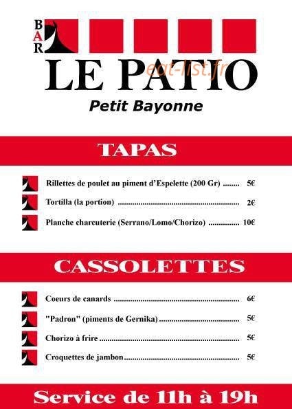 Le Patio — carte page 1
