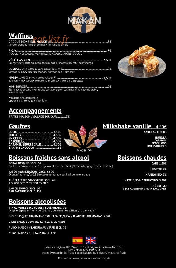 Makan — carte page 1