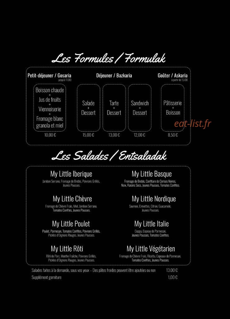 My Little Café — carte page 1