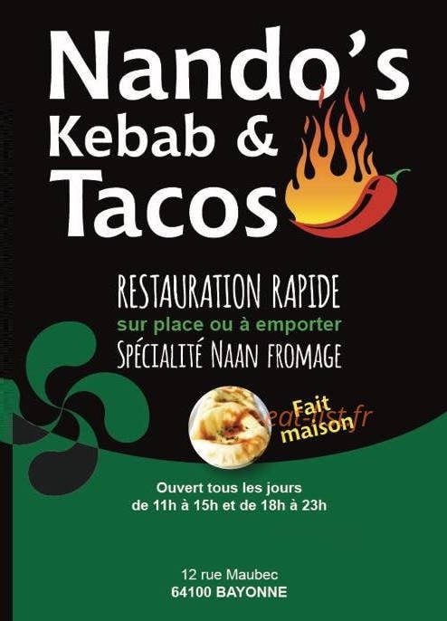 Nando's Kebab & Tacos — carte page 1