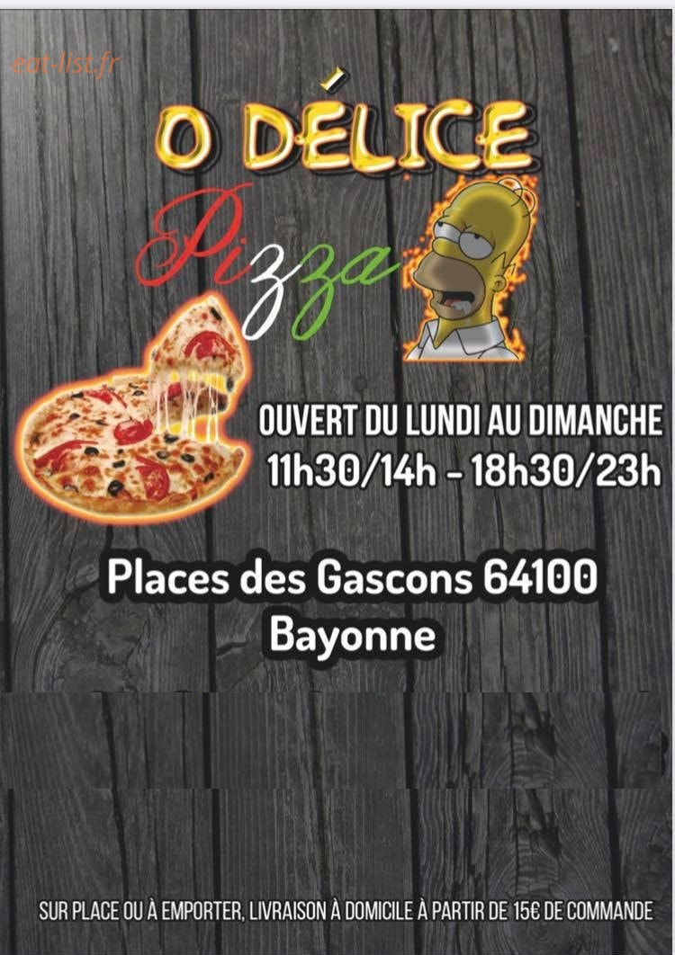 O délice pizza — carte page 1