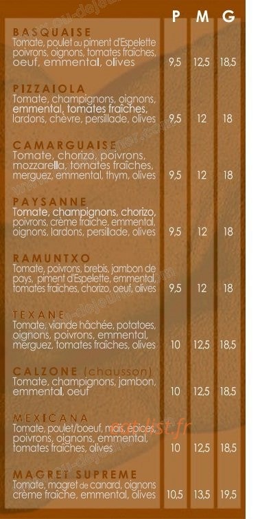 Pizza Bai — carte page 3