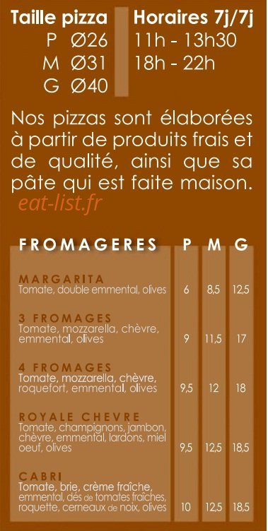 Pizza Bai — carte page 1