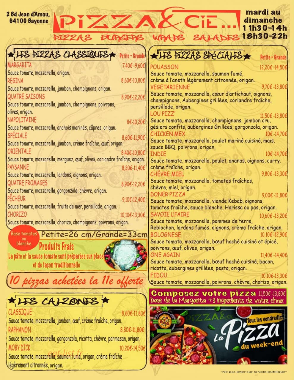 Pizza et cie — carte page 1
