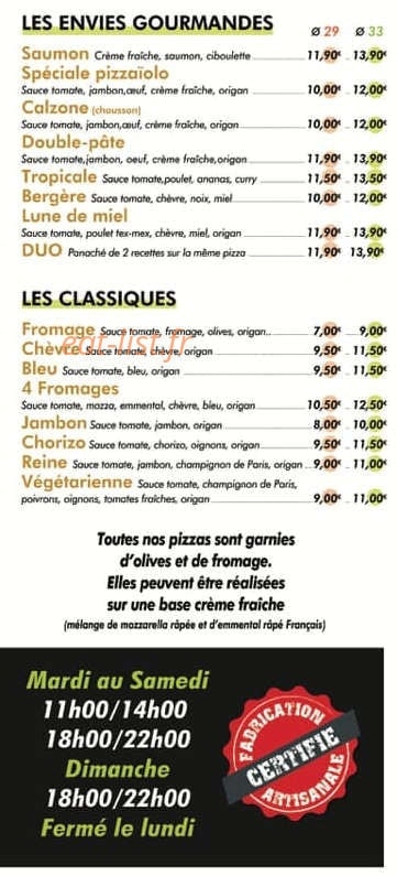 Pizz’ à Bruno — carte page 1
