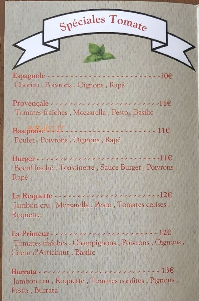 Etche pizza — carte page 1