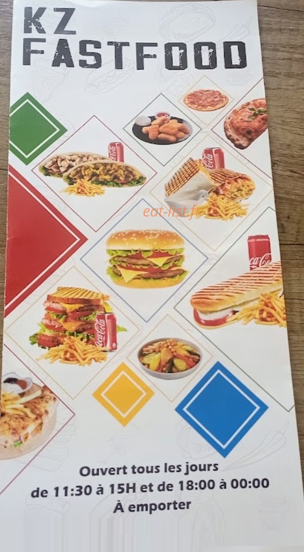 Kz fastfood — carte page 1