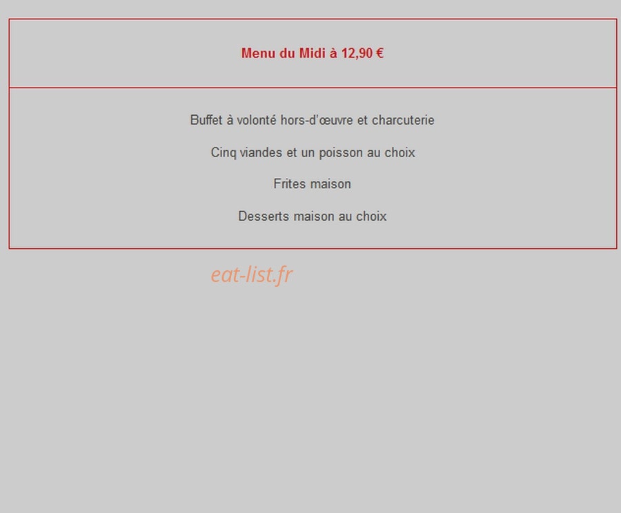 Restaurant La Détente — carte page 1