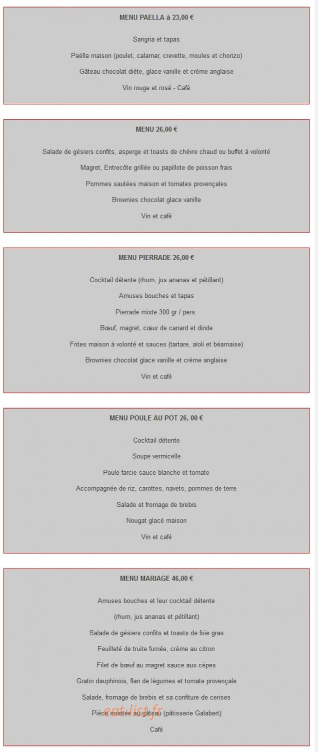Restaurant La Détente — carte page 2