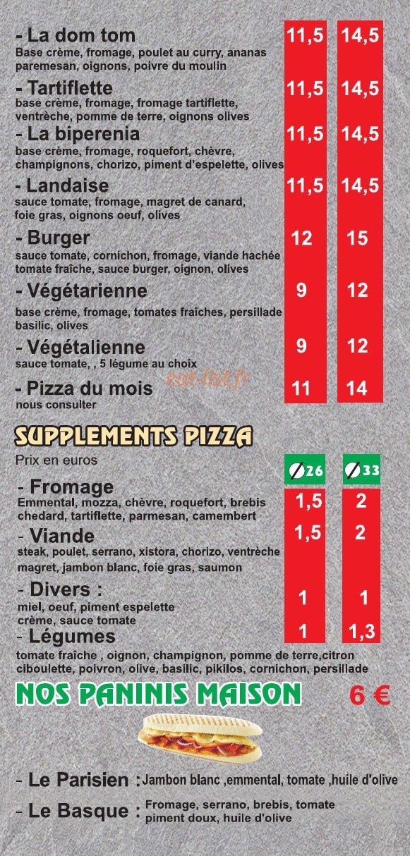 Bida pizza — carte page 3