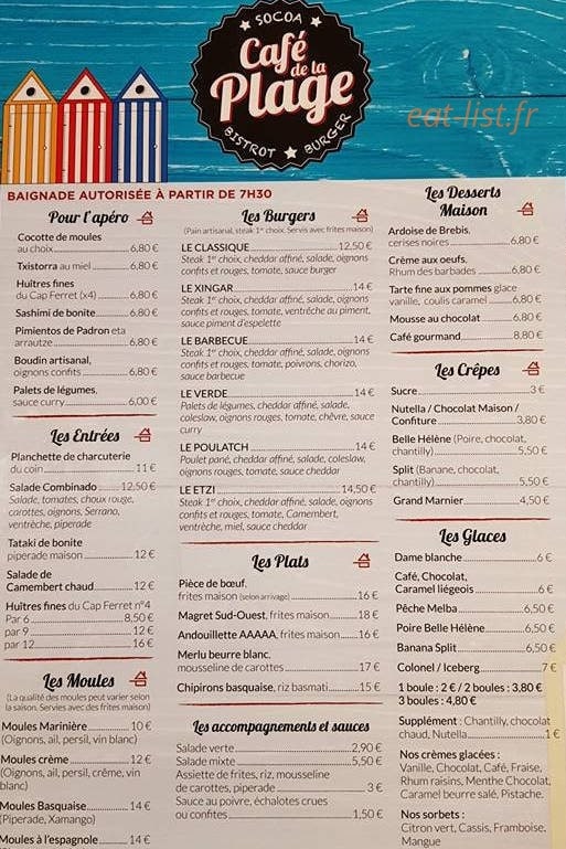 Café de la Plage — carte page 1