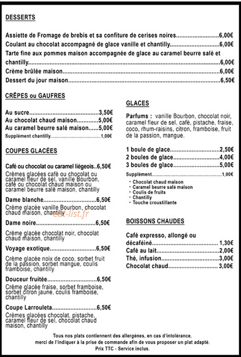 La Table de Larrouleta — carte page 2