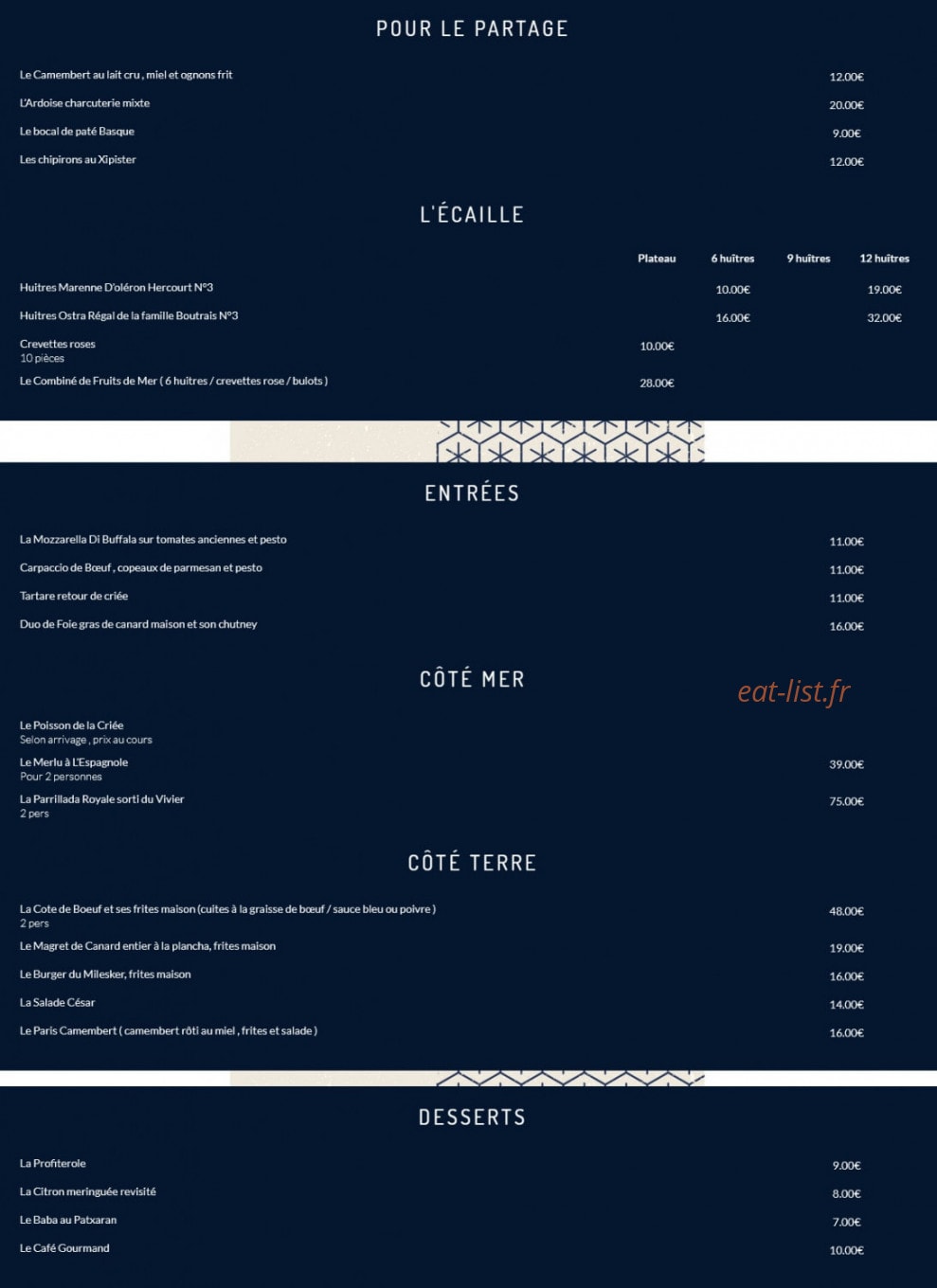 Milesker Restaurant / Bar — carte page 1