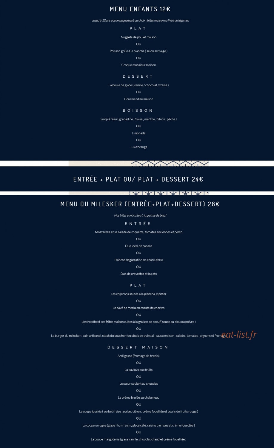 Milesker Restaurant / Bar — carte page 2