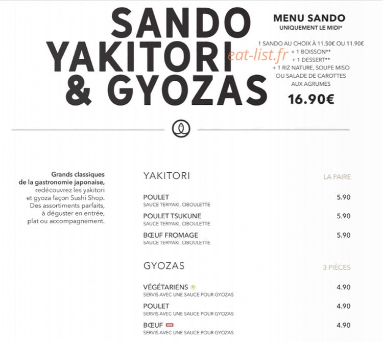 Sushi Shop — carte page 16