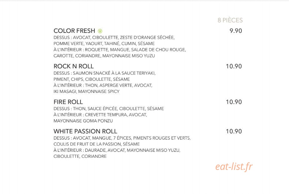 Sushi Shop — carte page 25