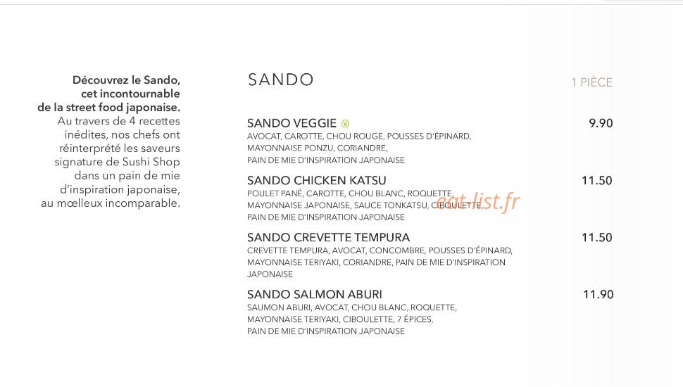 Sushi Shop — carte page 15